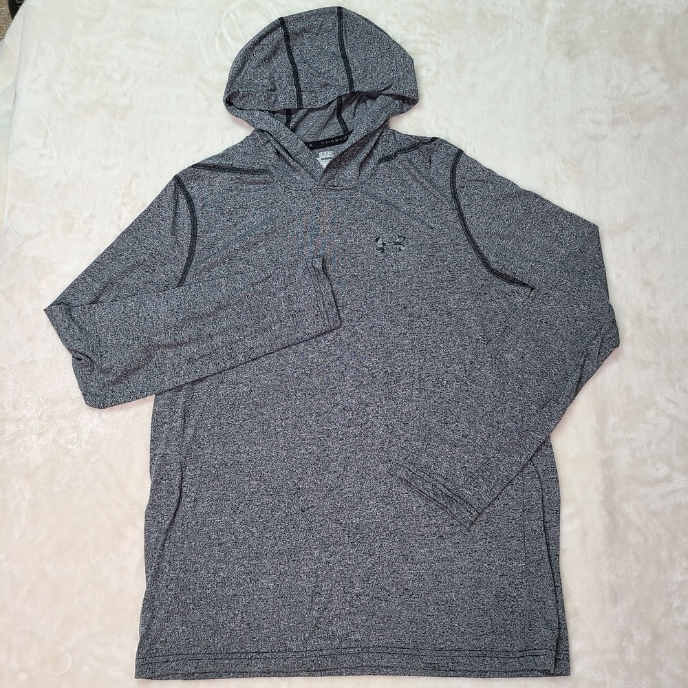 Under Armour Hoodie Mens Small Gray UA Threadborne Siro Loose Fit Heatgear L/S
